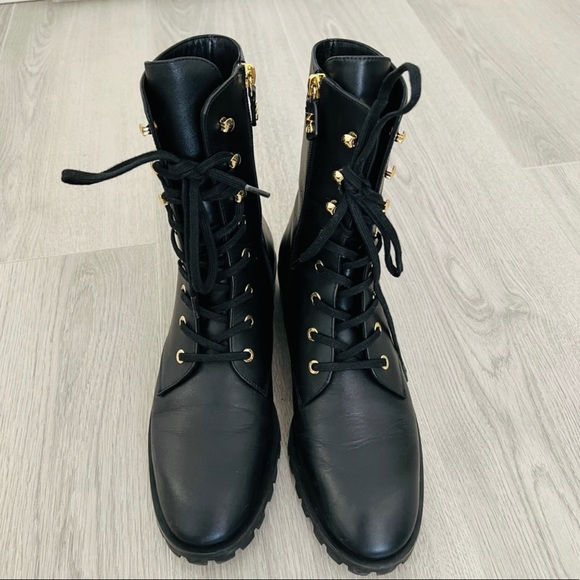 Stuart Weizmann Norrie Leather Combat boots in size 7.5 - Picture 1 of 5